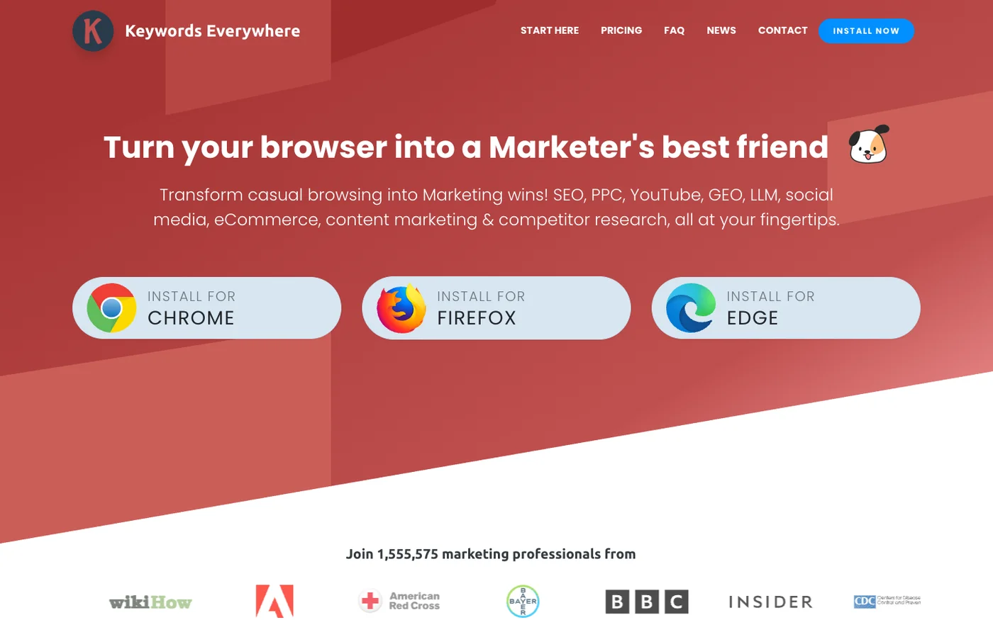 Keywords Everywhere website screenshot