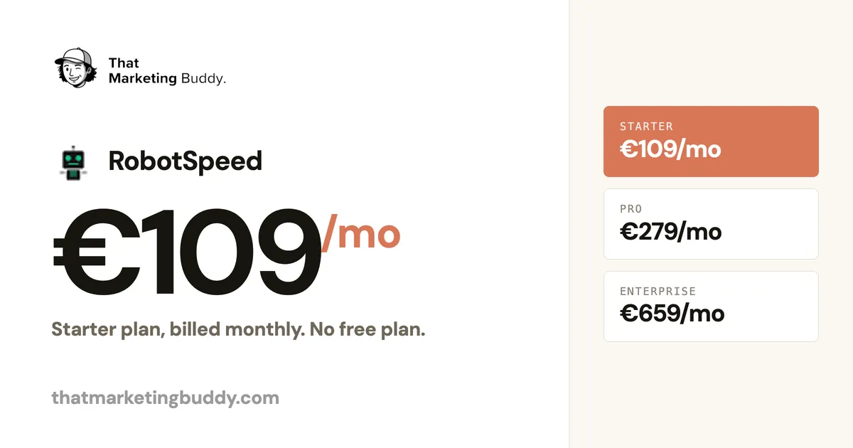 RobotSpeed Pricing 2026: Plans From €109/mo