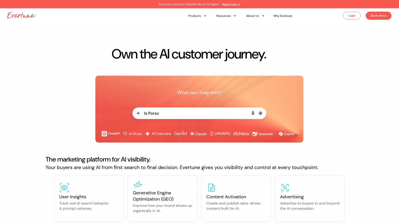 Evertune homepage screenshot