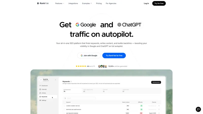 RankYak interface