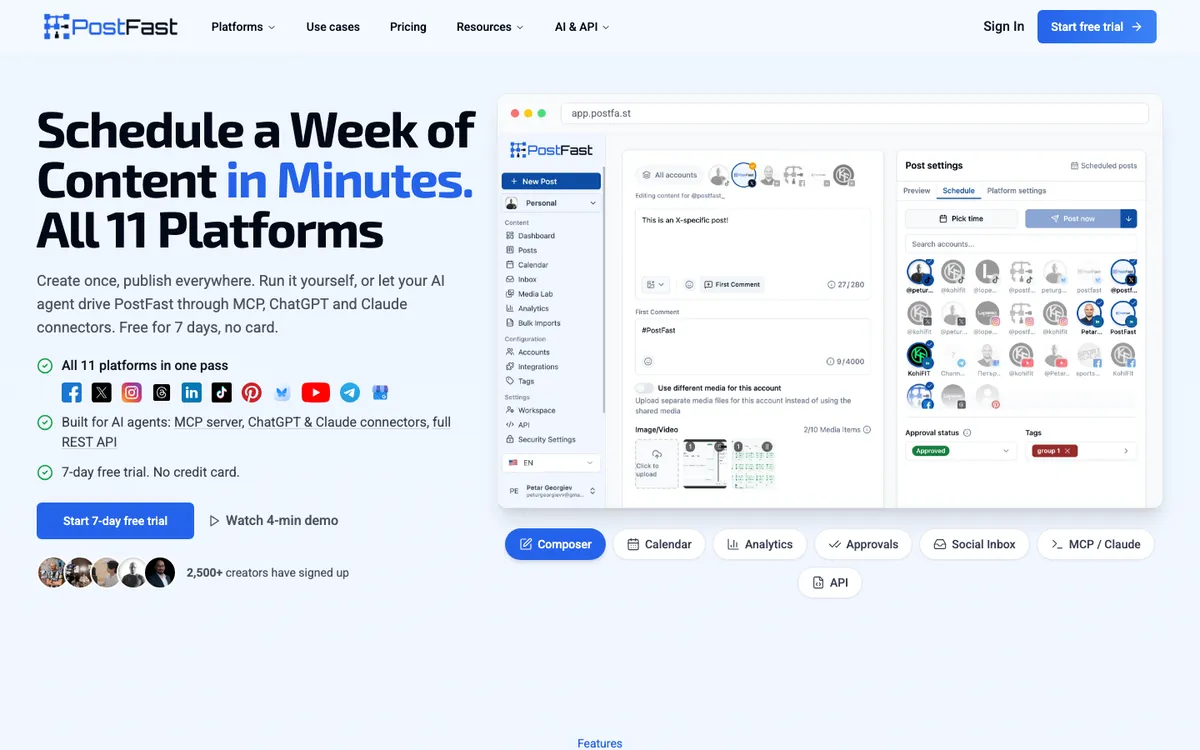 PostFast homepage screenshot
