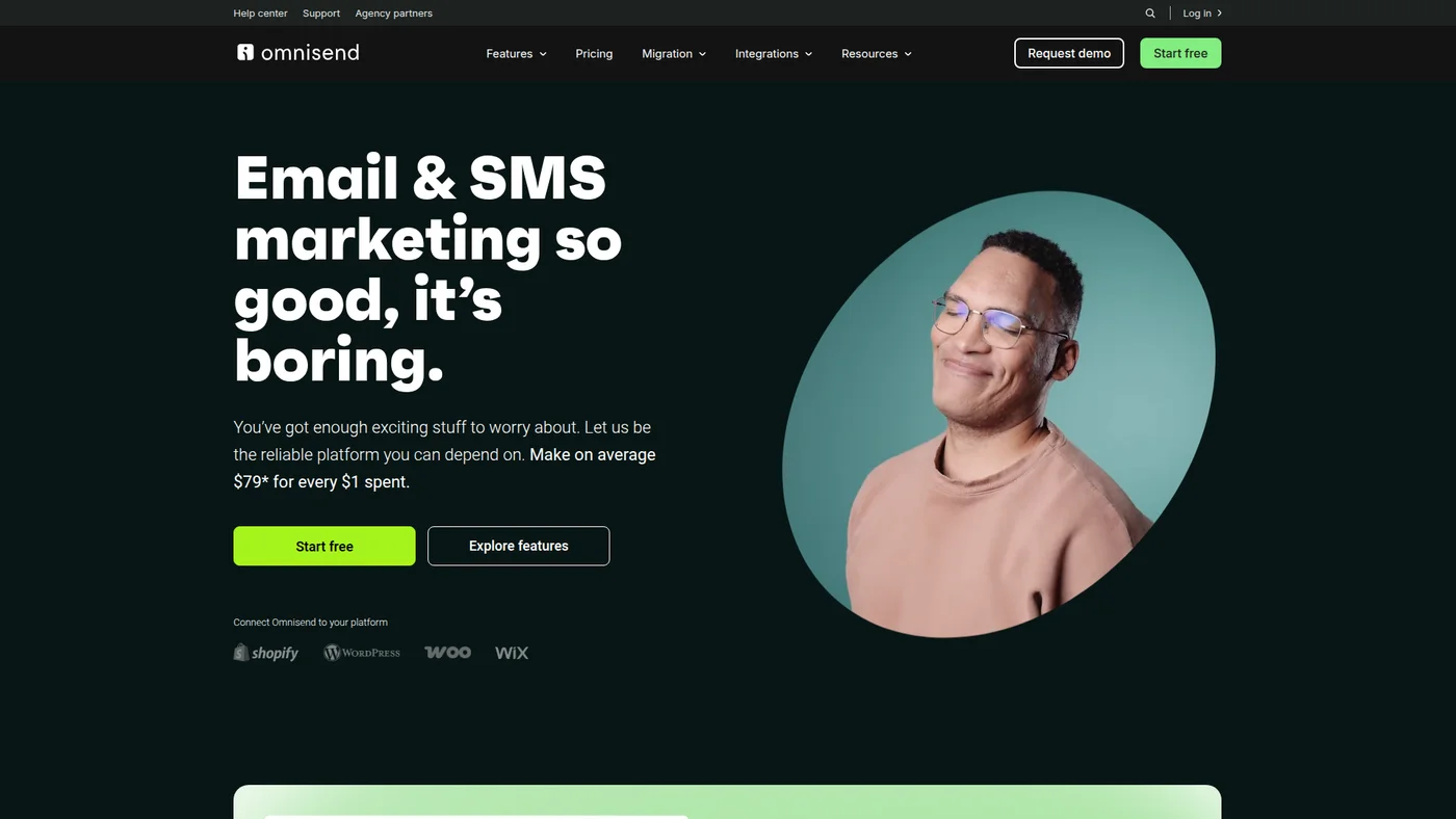 Omnisend homepage screenshot