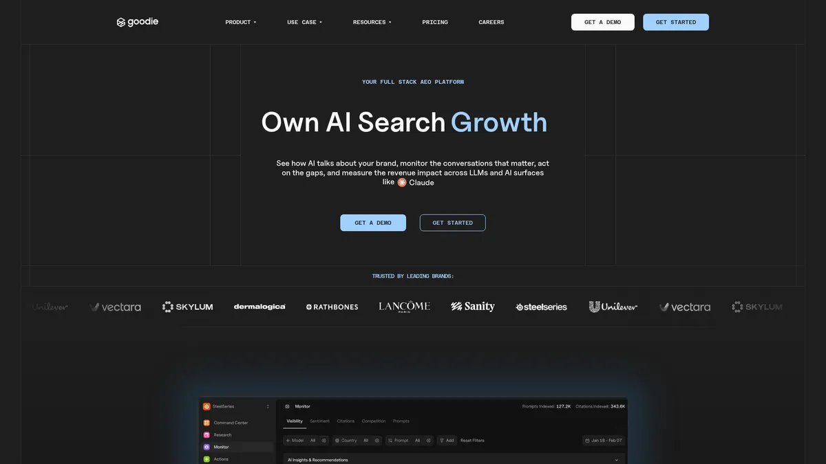 Goodie homepage screenshot