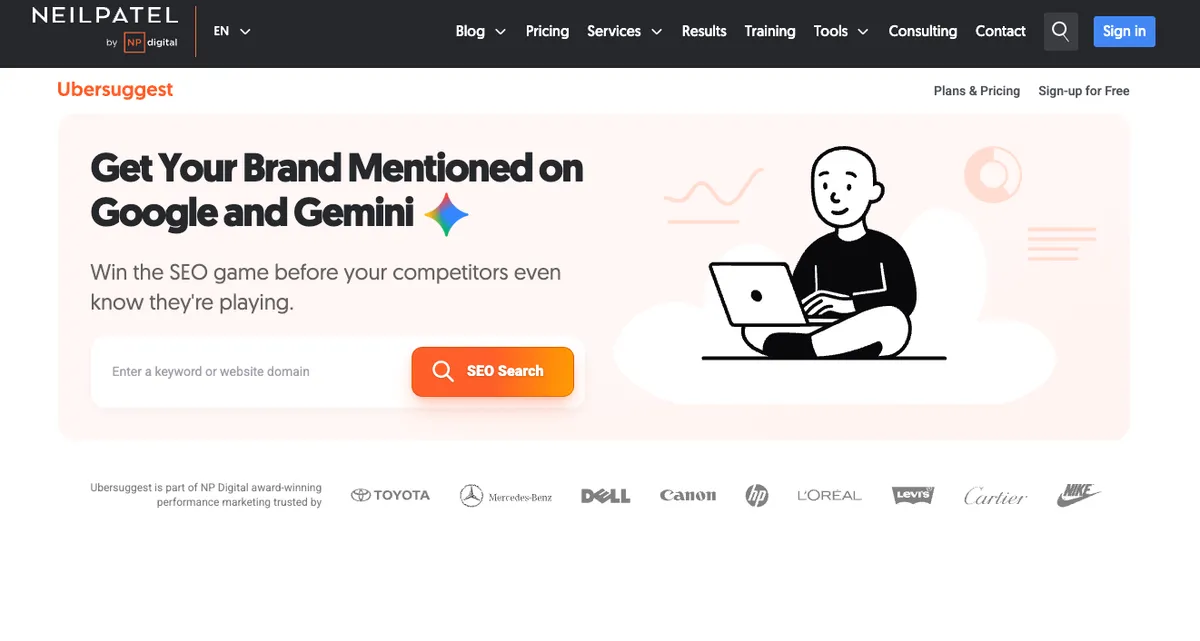 Ubersuggest website