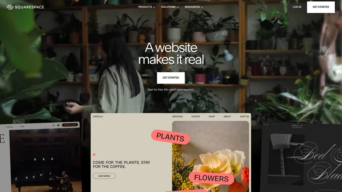 Squarespace homepage screenshot