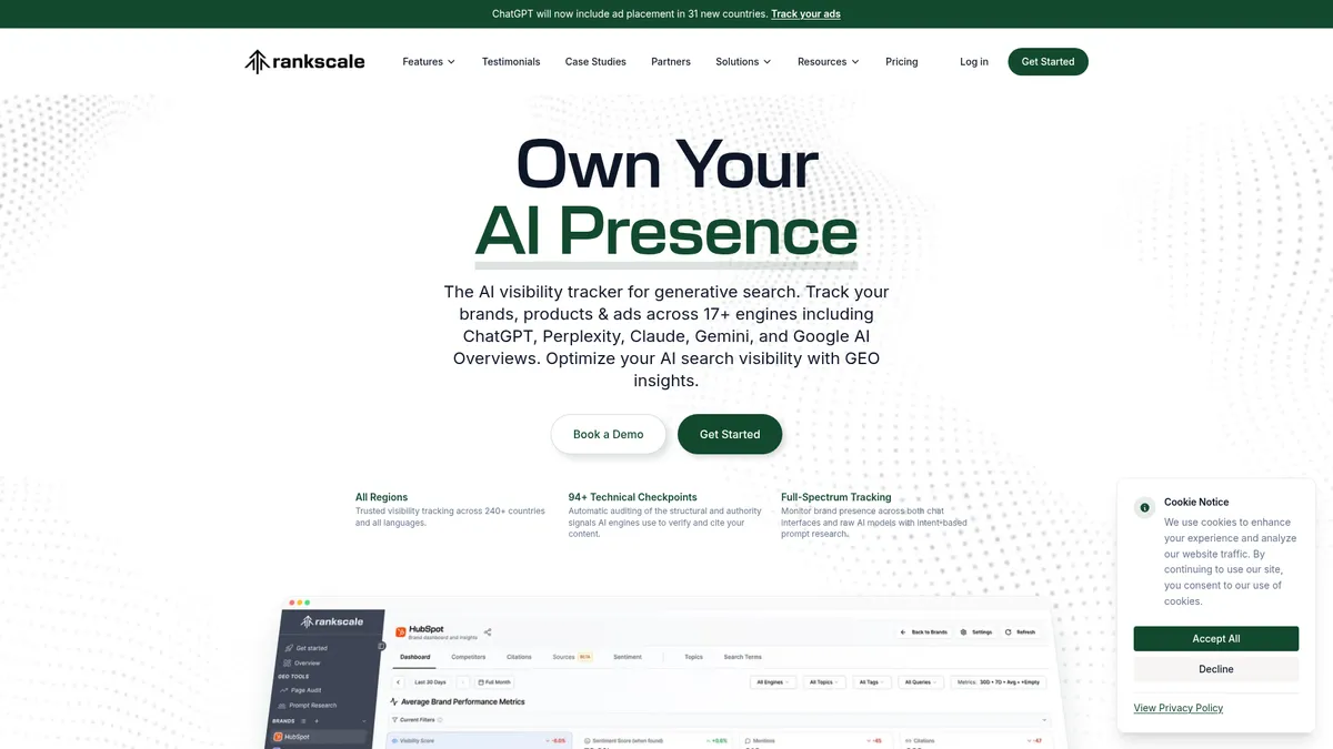 Rankscale homepage screenshot