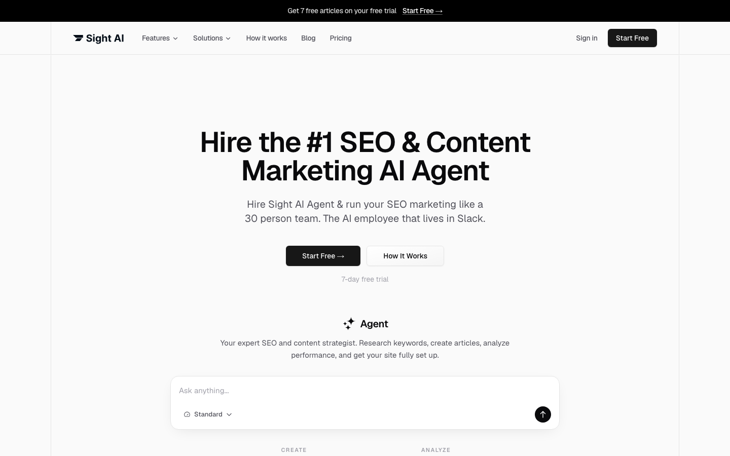 Sight AI homepage for AI visibility and content automation