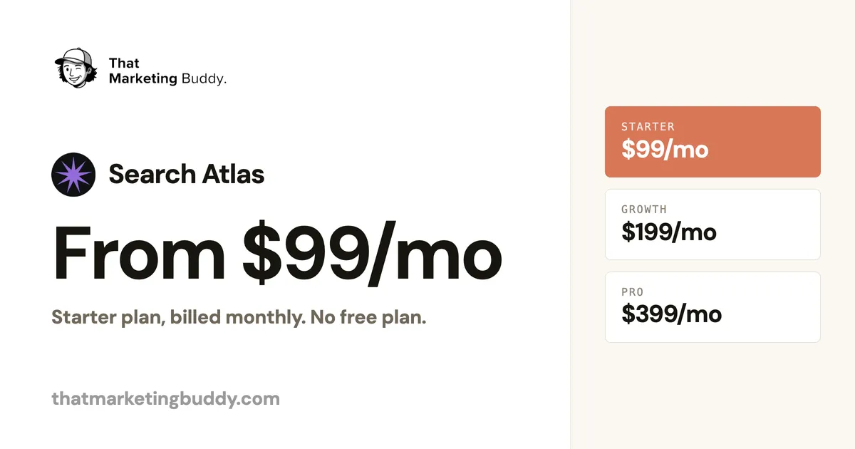Search Atlas Pricing 2026: $99 Starter to $999 Agency