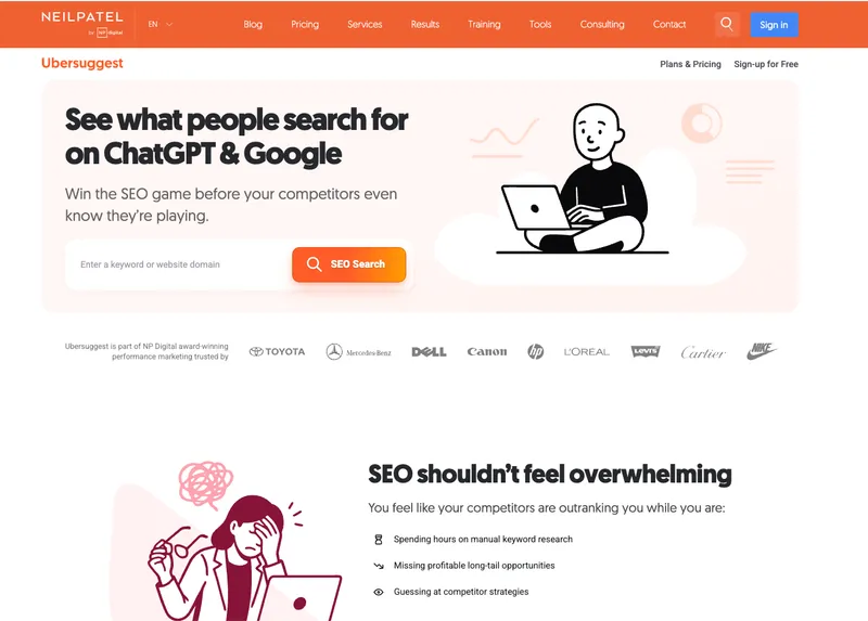 Ubersuggest interface