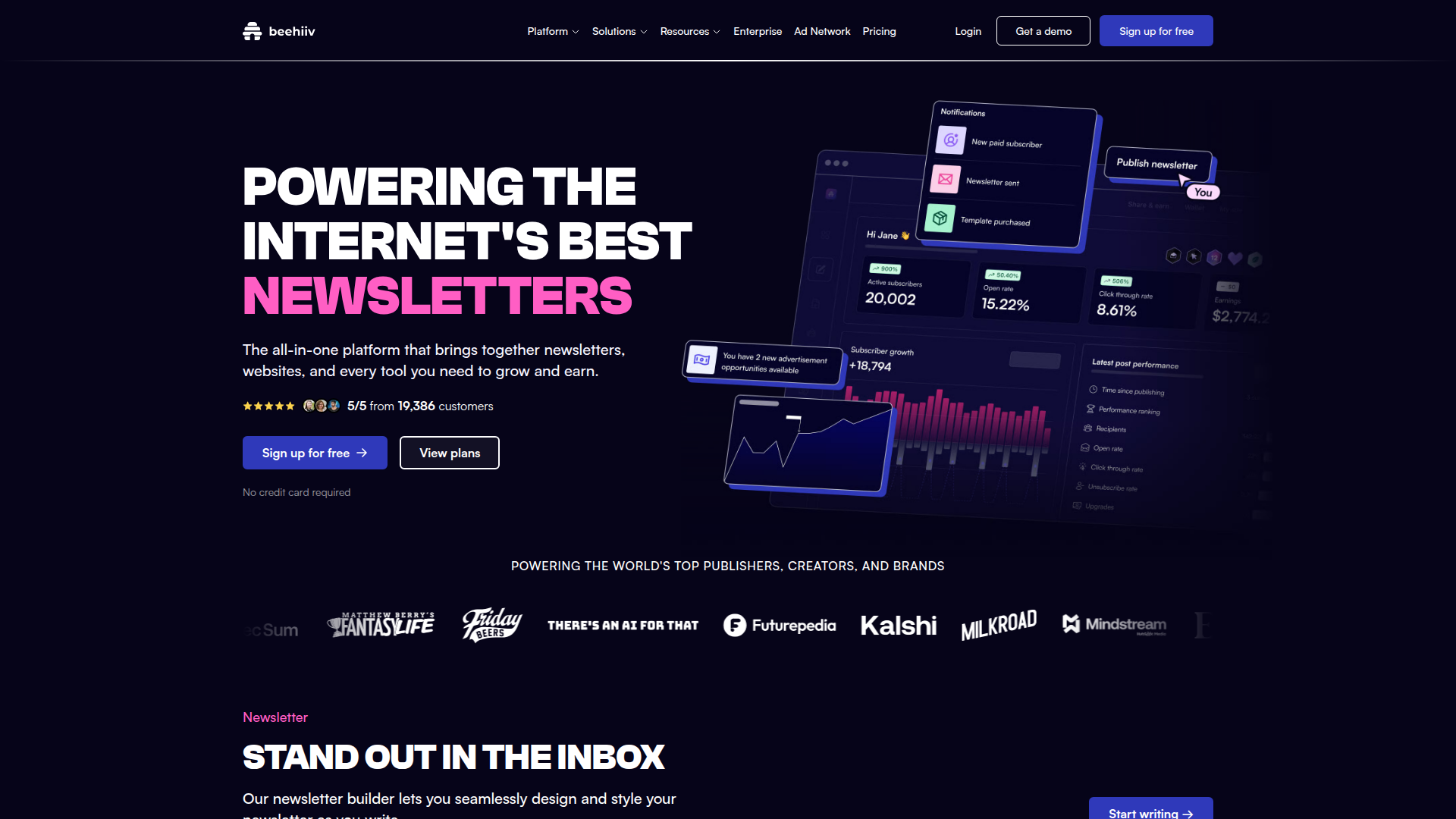 beehiiv newsletter publishing, growth and monetization platform