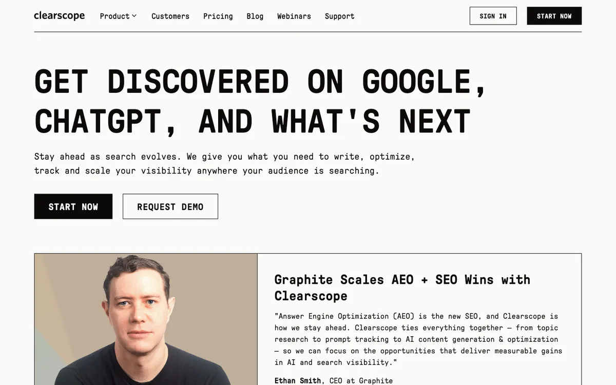 Clearscope website