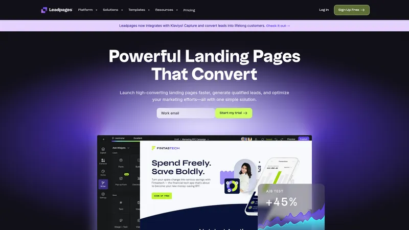 Leadpages interface