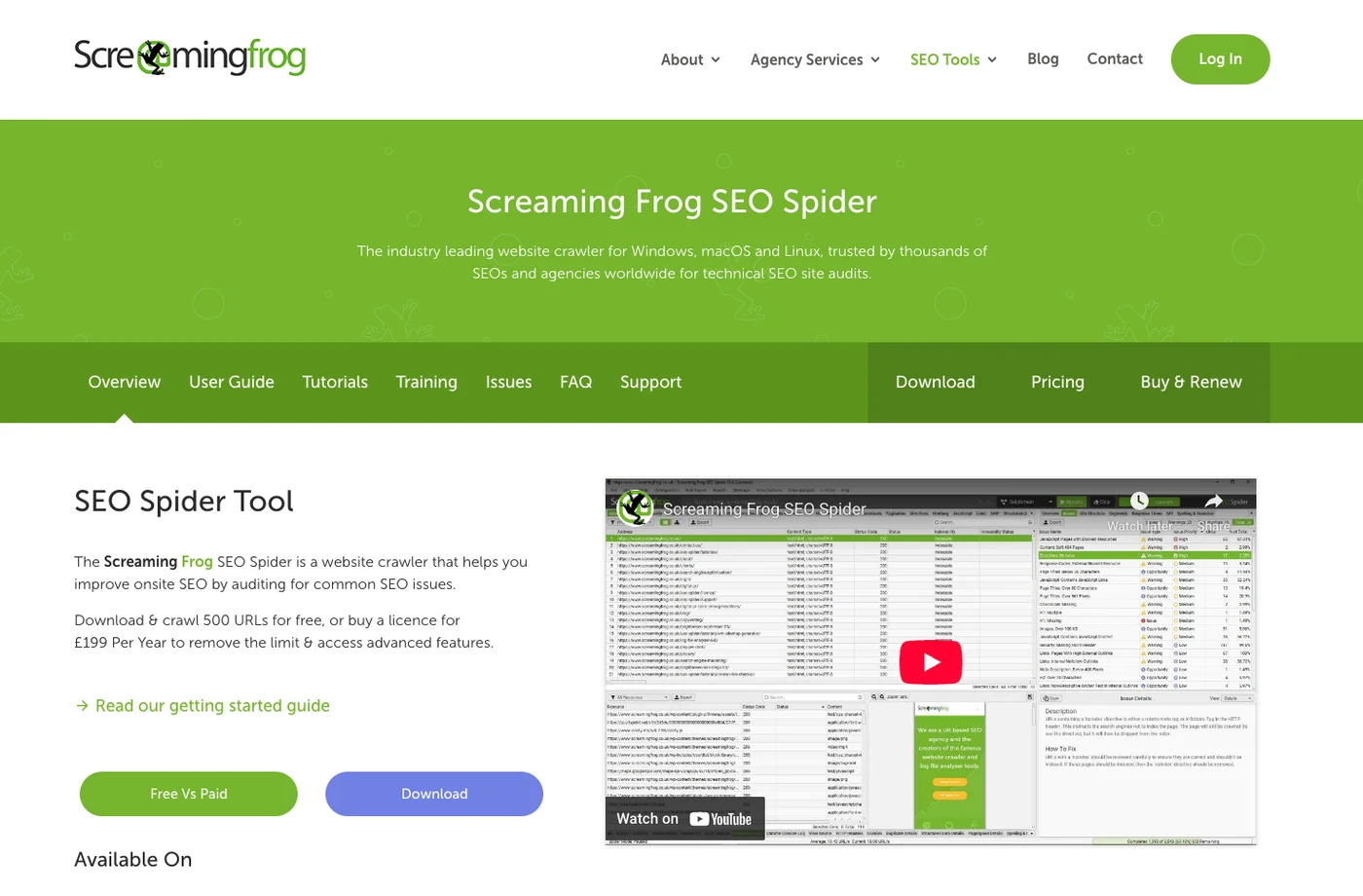 Screaming Frog homepage screenshot