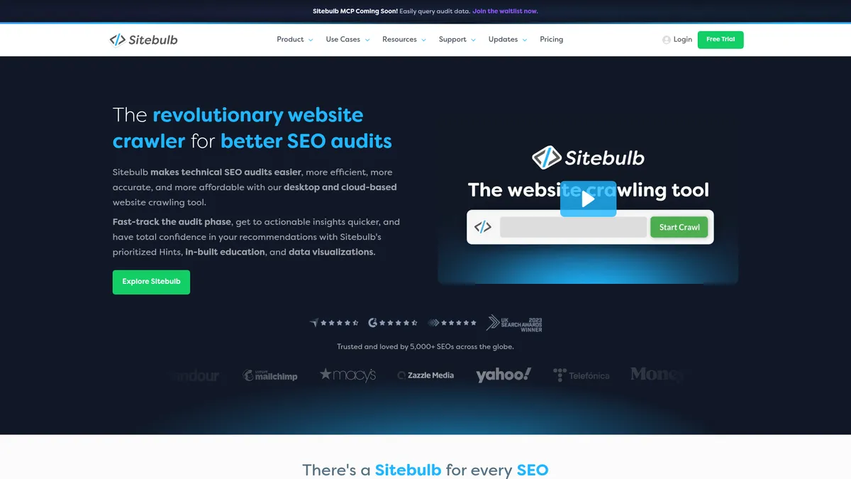 Sitebulb homepage screenshot