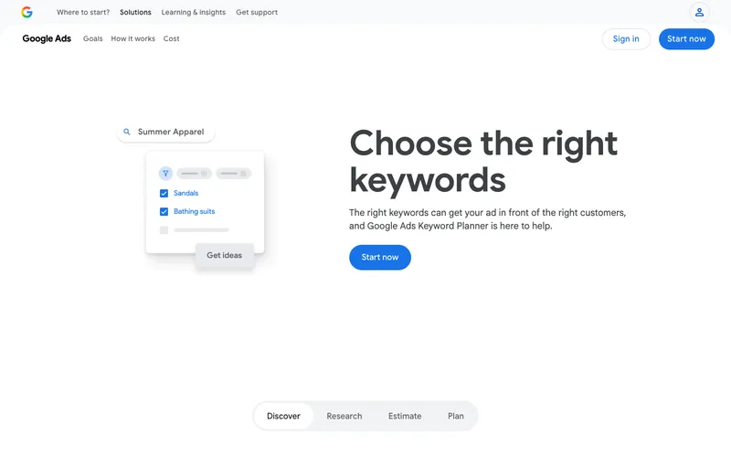 Google Keyword Planner interface