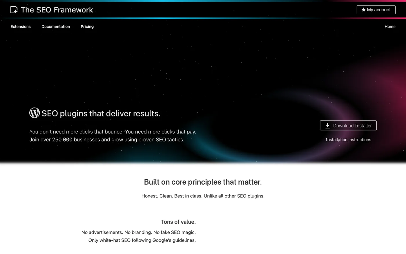 The SEO Framework homepage
