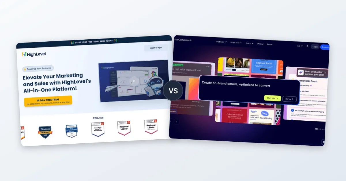 GoHighLevel vs ActiveCampaign comparison