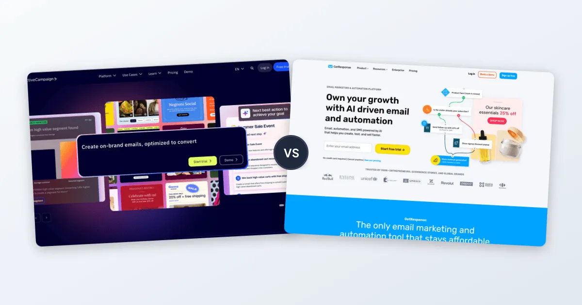 ActiveCampaign vs GetResponse comparison