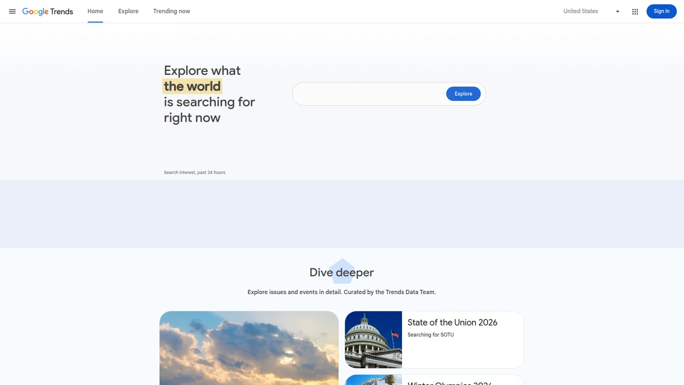 Google Trends homepage screenshot