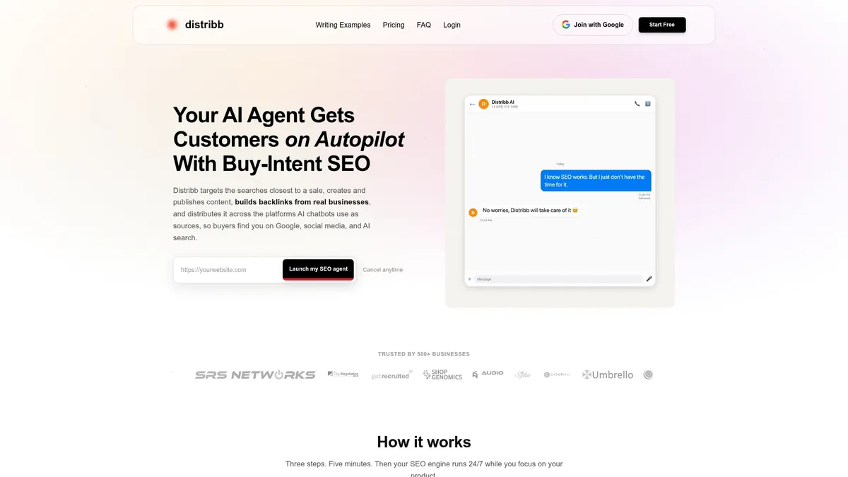 Distribb homepage screenshot