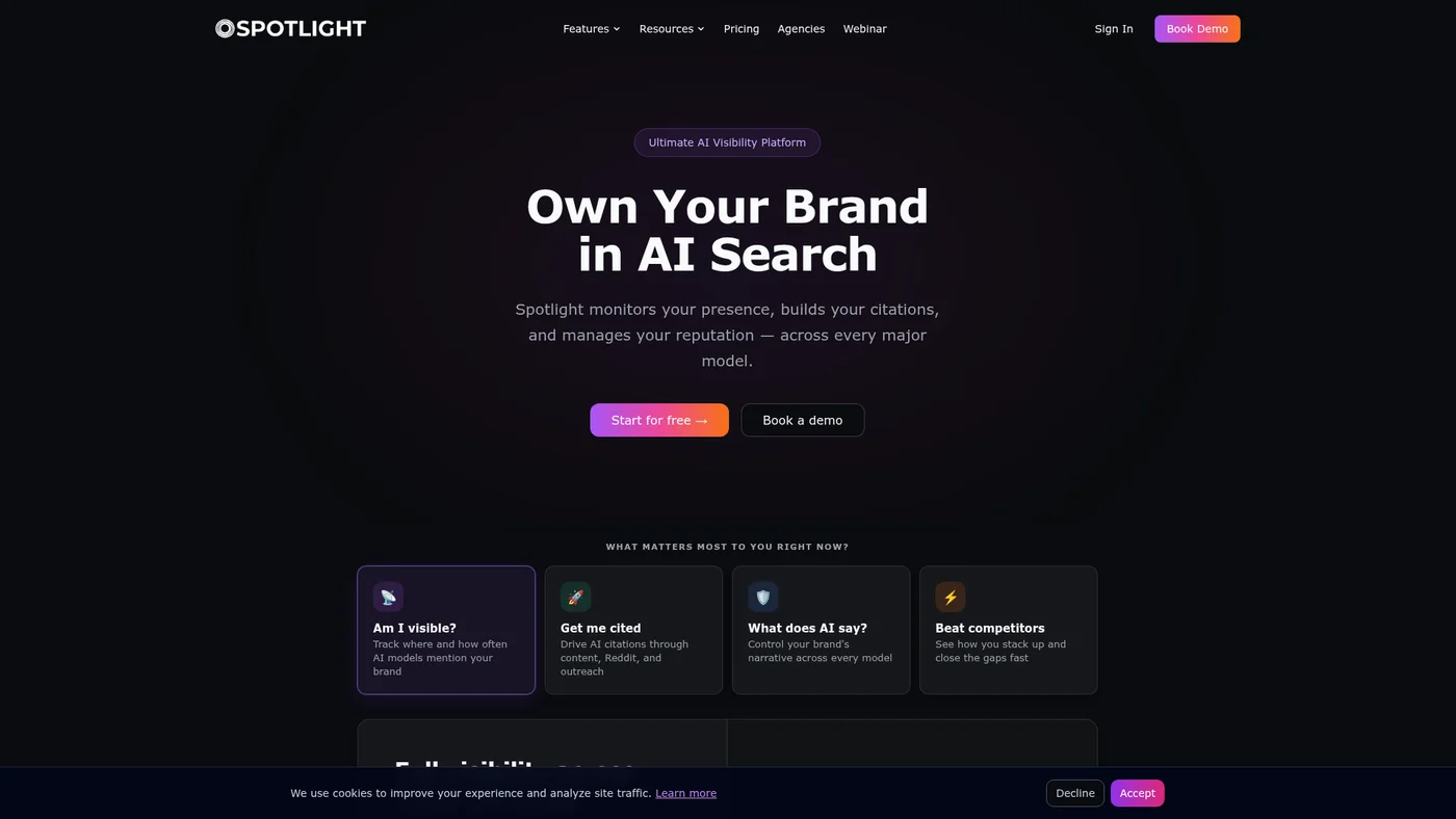 Spotlight homepage screenshot