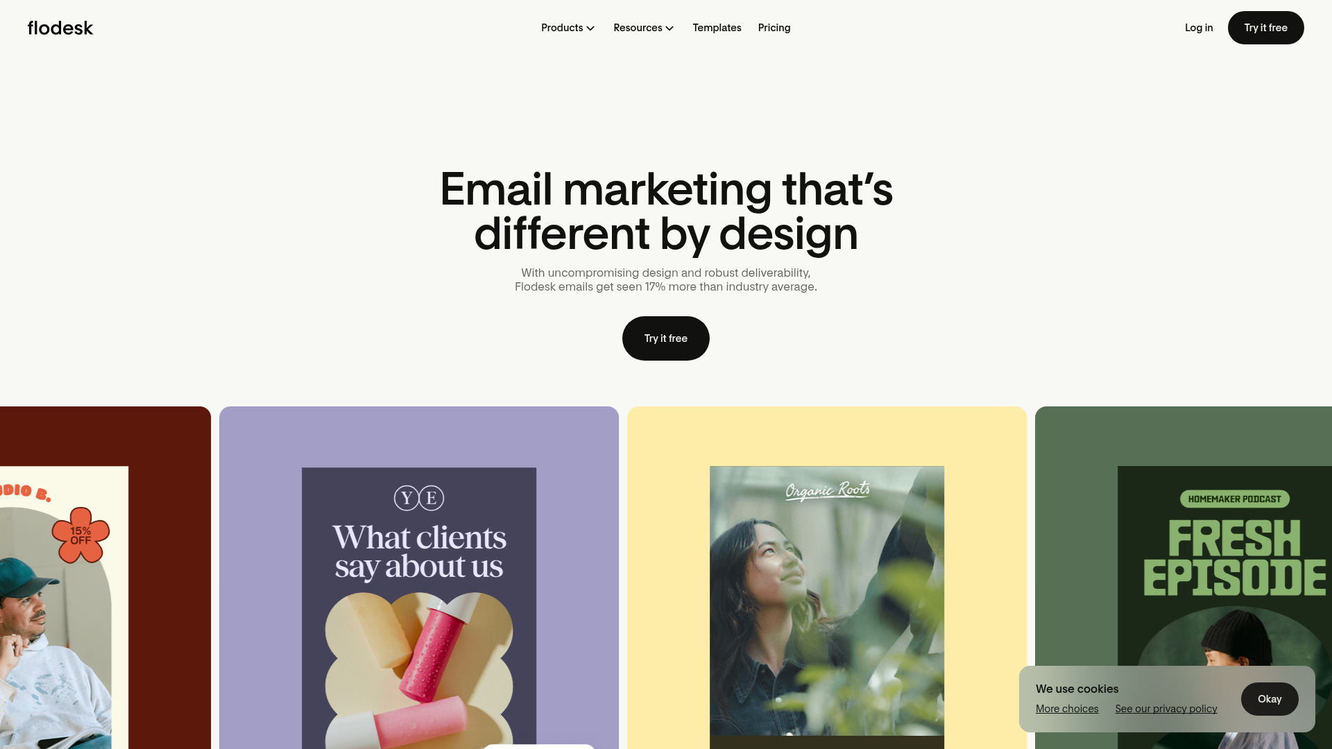 Screenshot of Flodesk homepage