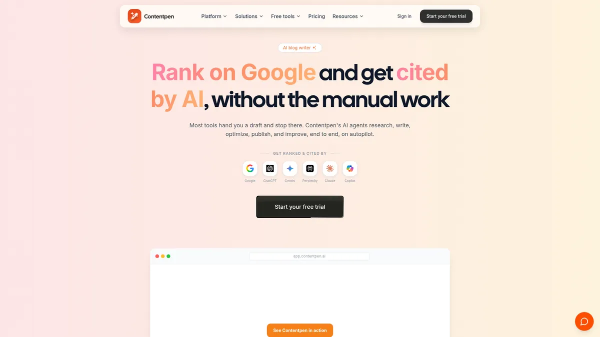 ContentPen homepage screenshot