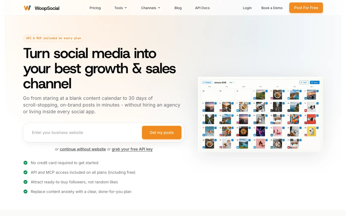 WoopSocial homepage screenshot