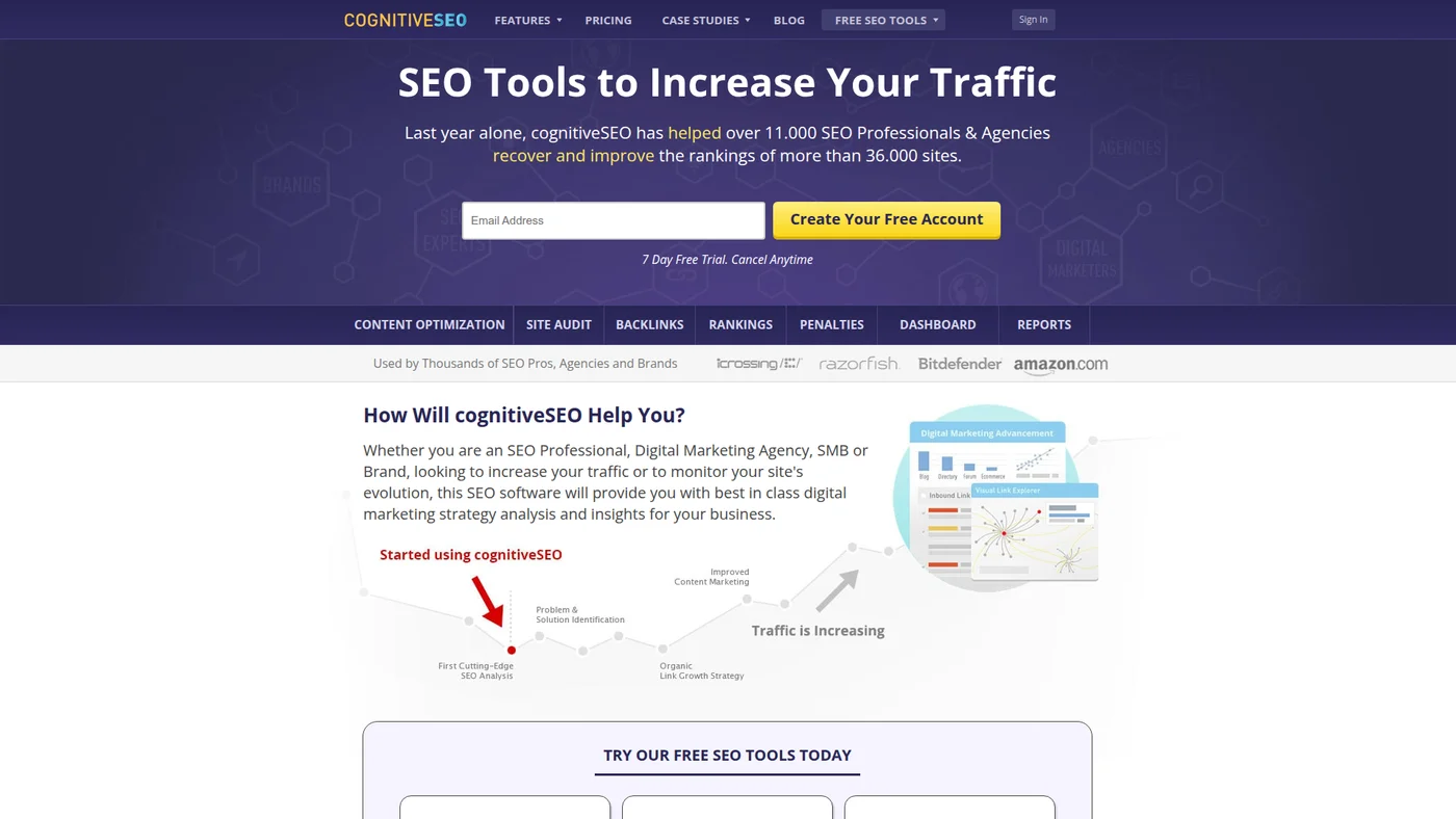CognitiveSEO homepage screenshot