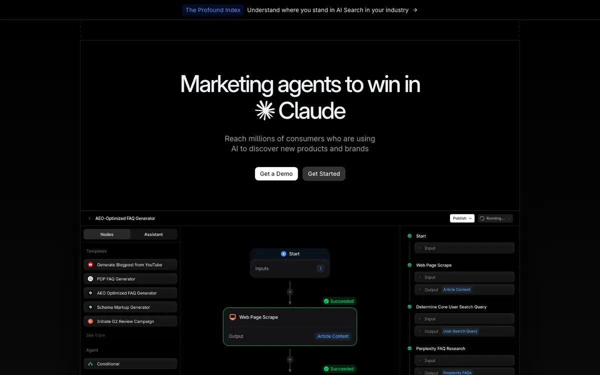 Profound AI search visibility platform homepage