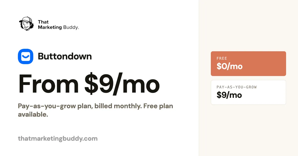 Buttondown Pricing: Free for 100 Subs Then Pay-as-You-Grow