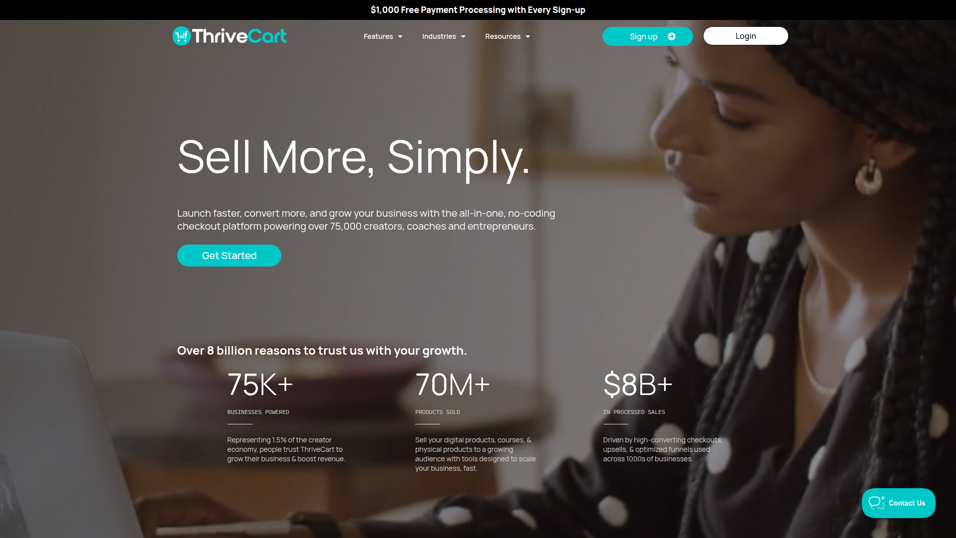 ThriveCart homepage screenshot