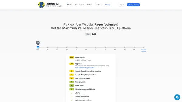 JetOctopus pricing page