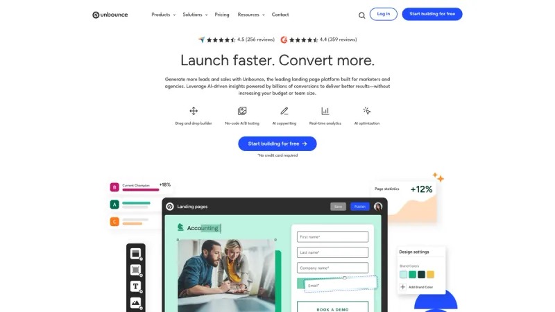 Unbounce interface