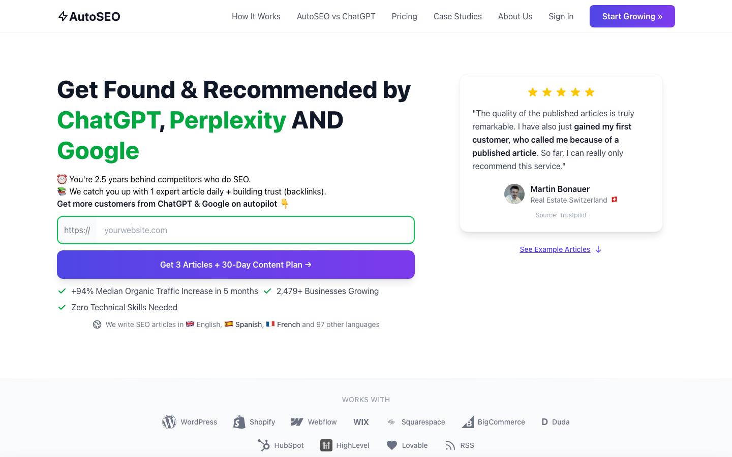 AutoSEO product interface