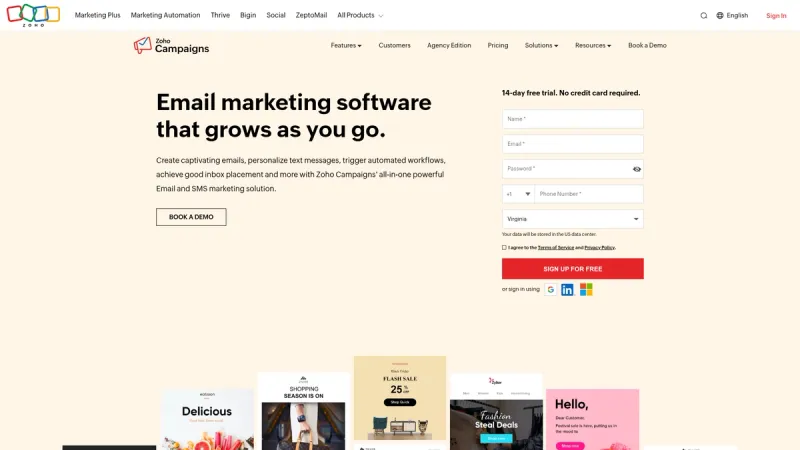 Zoho Campaigns interface