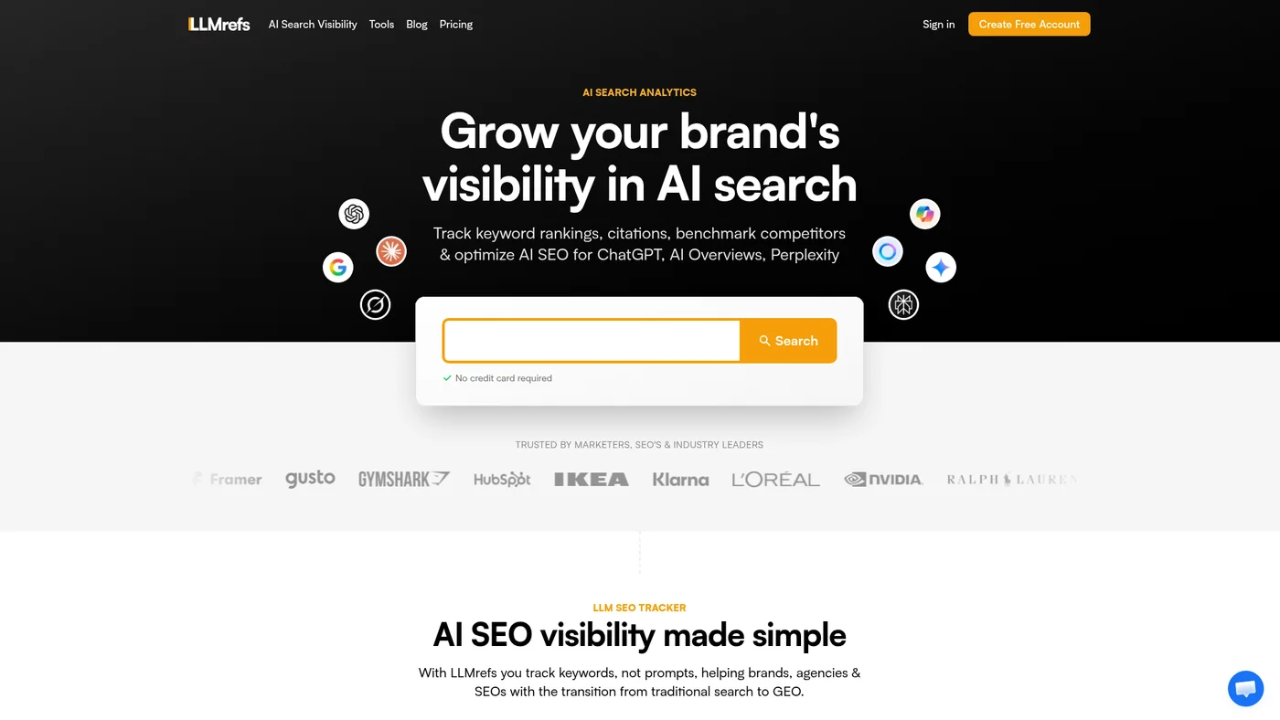 LLMrefs homepage screenshot