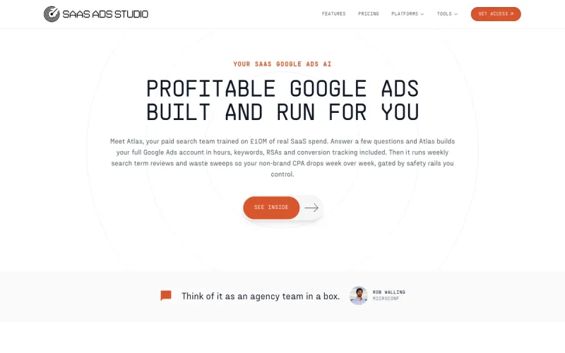 SaaS Ads Studio interface