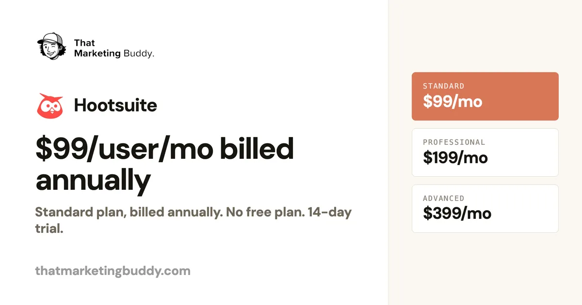 Hootsuite Pricing: $99 to $399 Per User, Billed Annually
