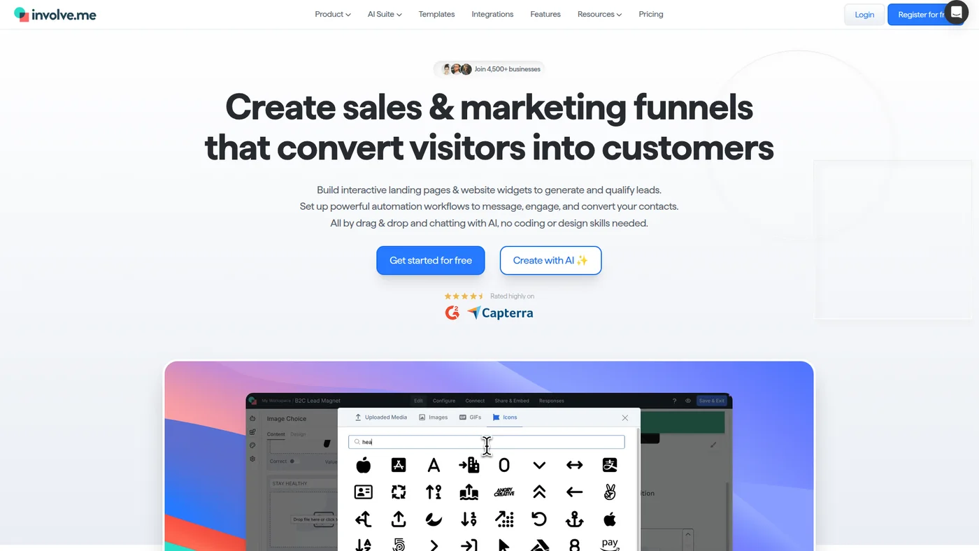 involve.me homepage screenshot