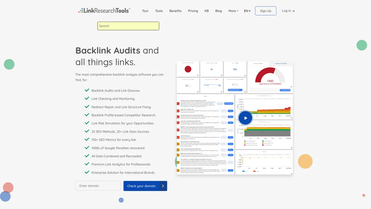 LinkResearchTools homepage screenshot