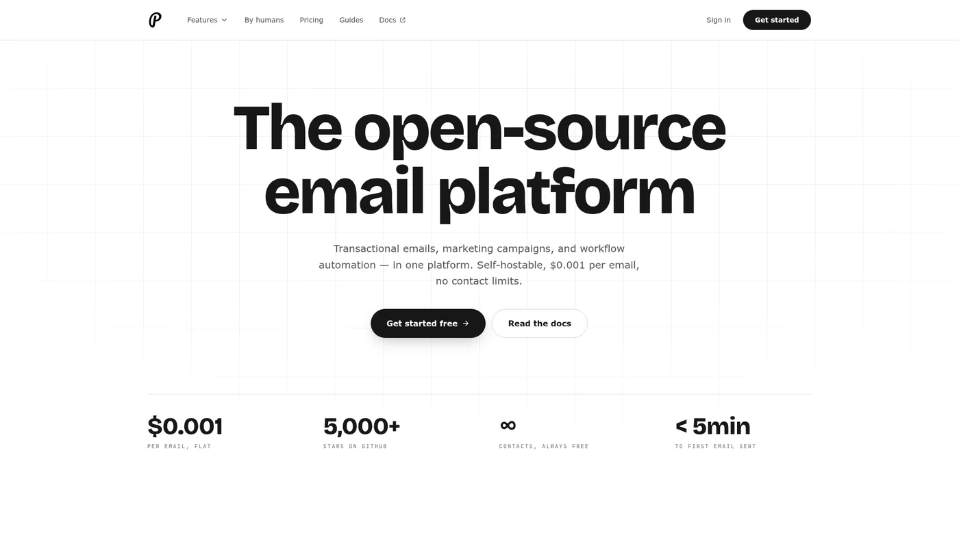Plunk homepage screenshot