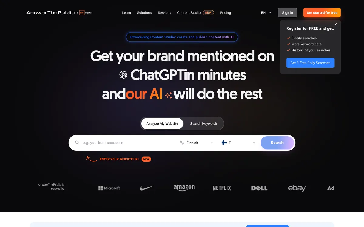 AnswerThePublic website screenshot