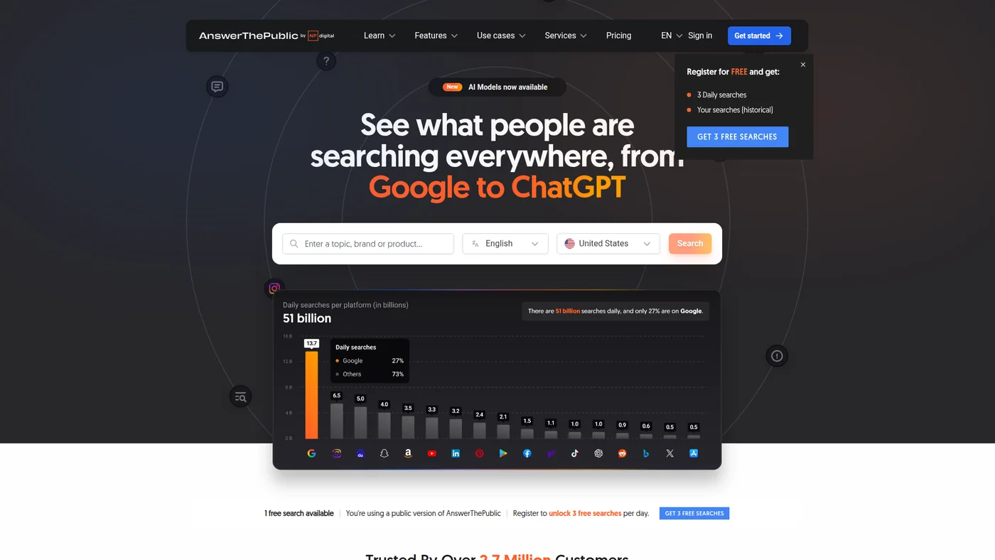 AnswerThePublic homepage screenshot