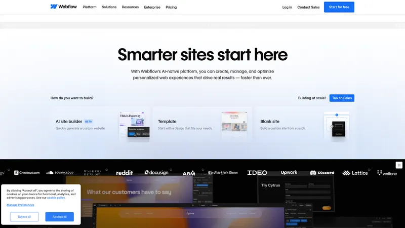 Webflow interface