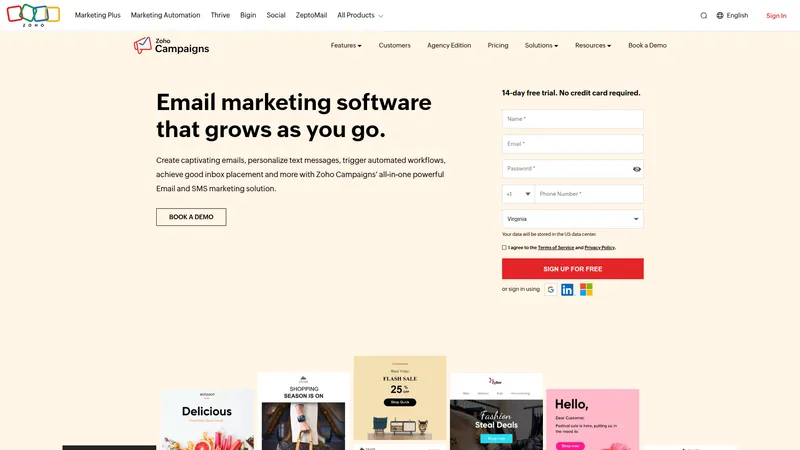 Zoho Campaigns interface