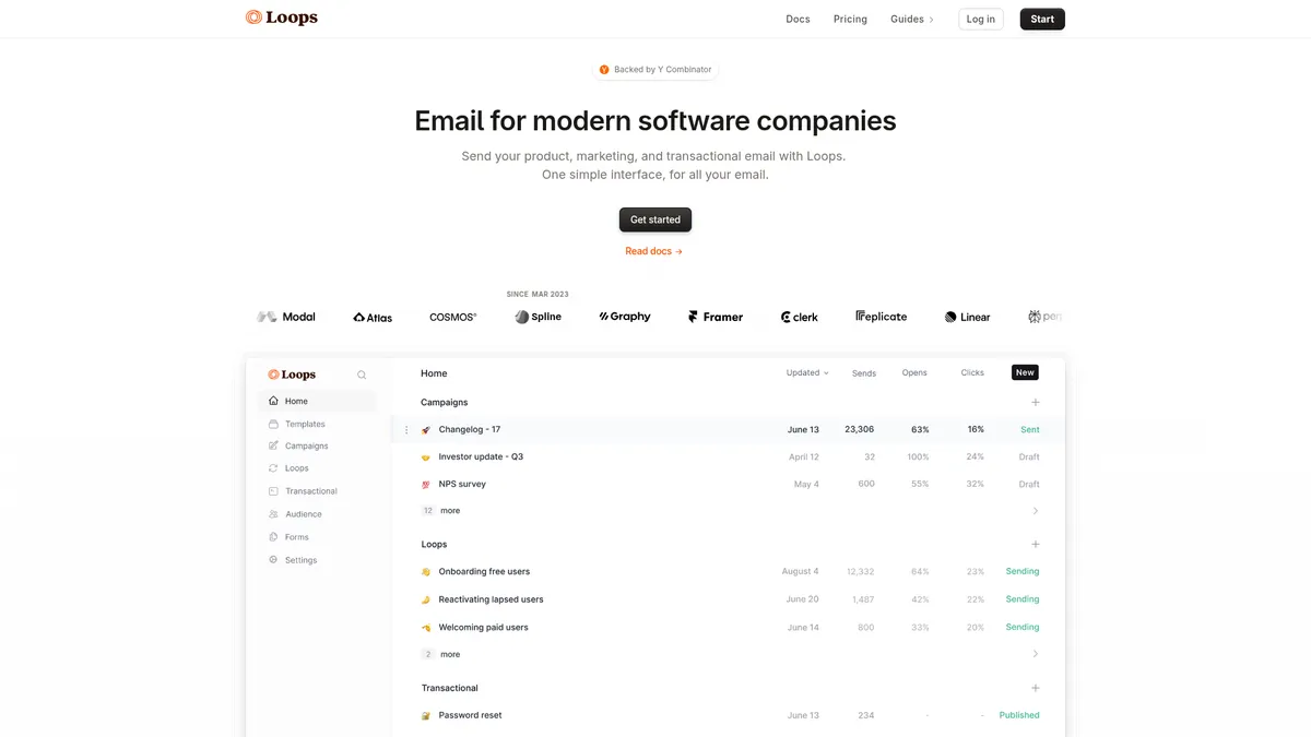 Loops homepage screenshot