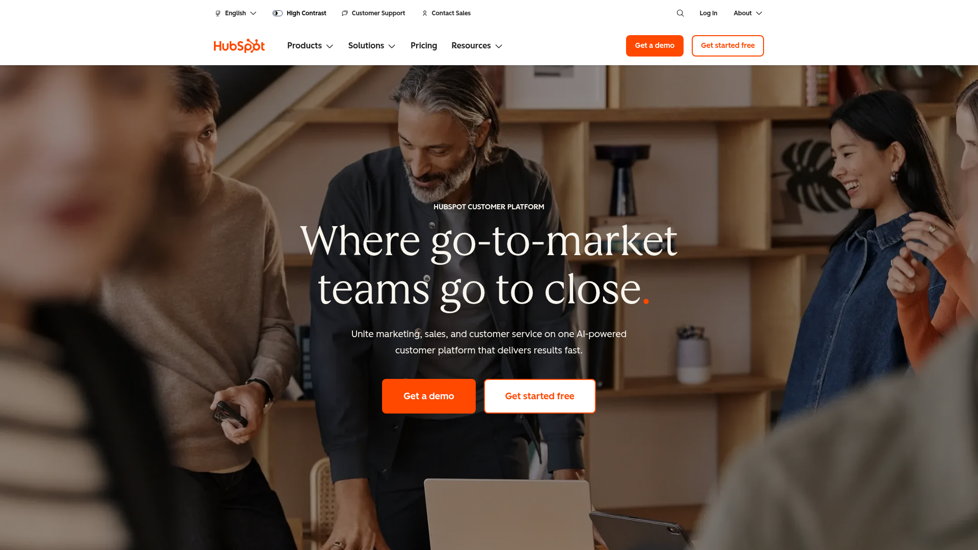 HubSpot customer platform showing its connected CRM and marketing products