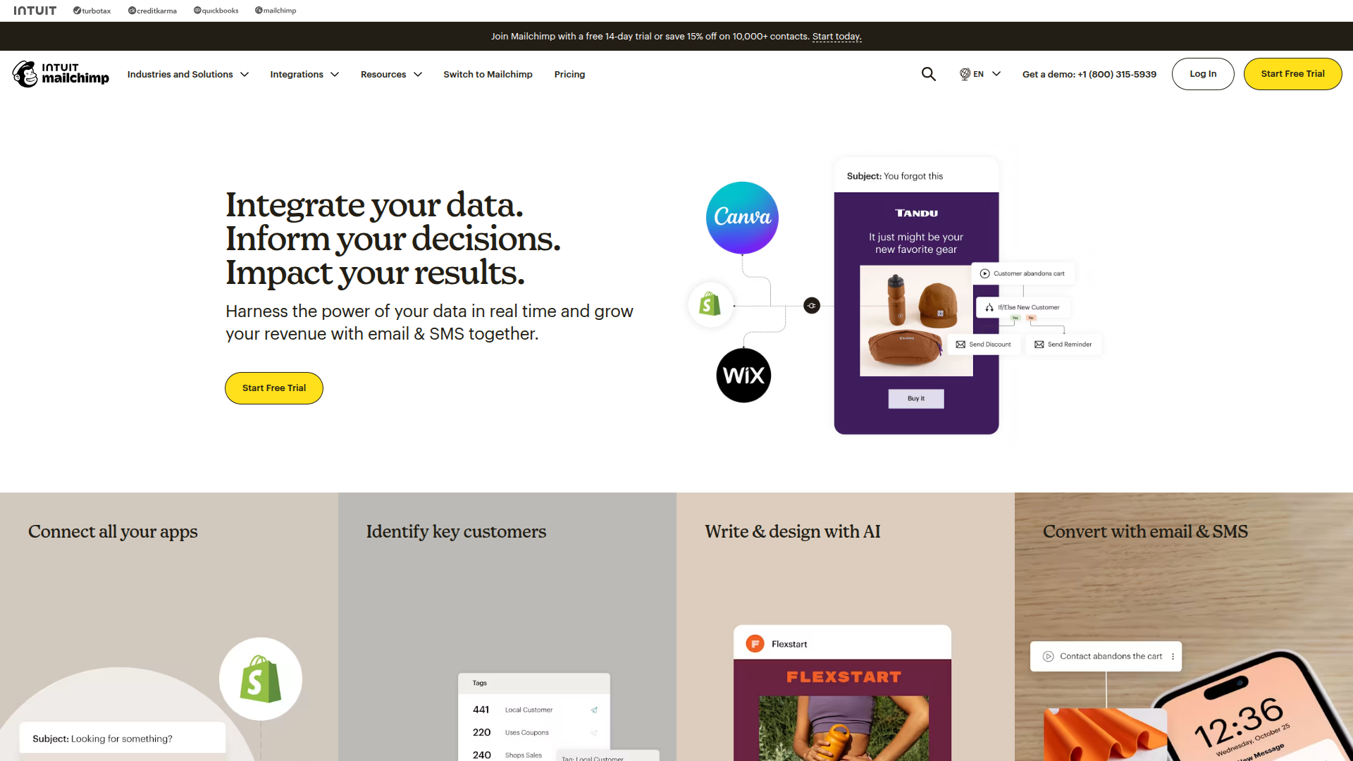 Mailchimp homepage screenshot