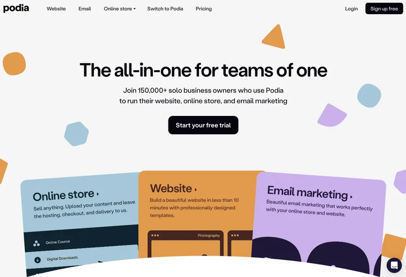 Podia interface